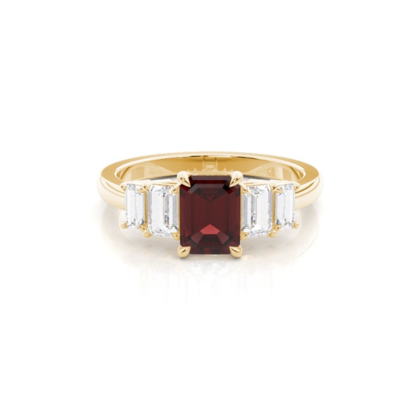Prong Setting Garnet Side Stone Ring