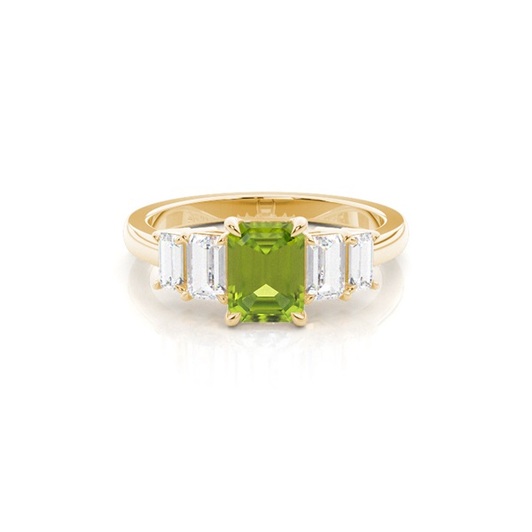 Prong Setting Peridot Side Stone Ring