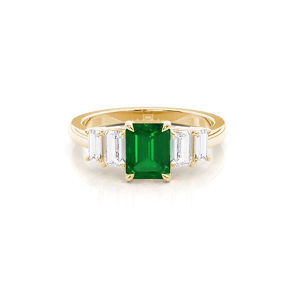 Yellow Gold Emerald Diamond Rings
