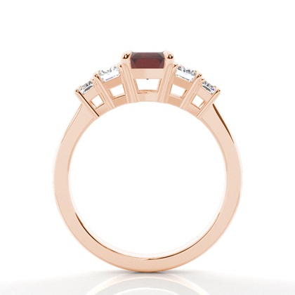 Granat Seitenstein Ring in Krappenfassung