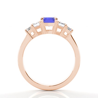 Tansanit-Seitensteinring in Krappenfassung