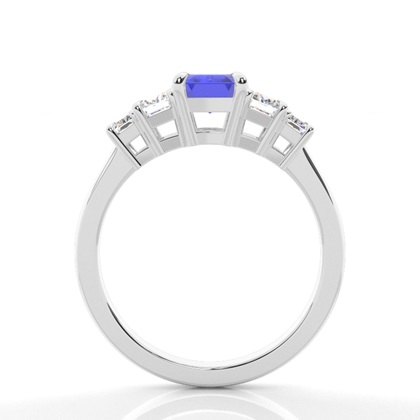 Tansanit-Seitensteinring in Krappenfassung