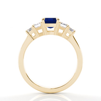 Bule Sapphire Side Stone Ring in Krappenfassung