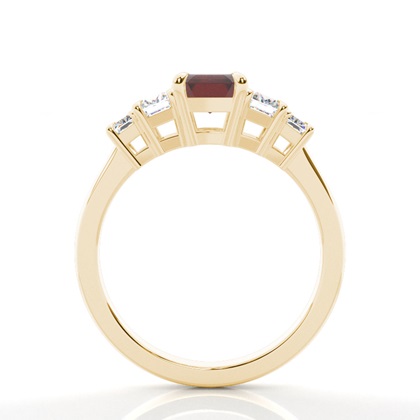 Granat Seitenstein Ring in Krappenfassung