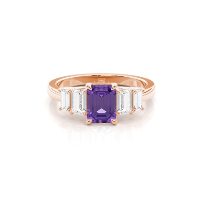 Prong Setting Amethyst Side Stone Ring