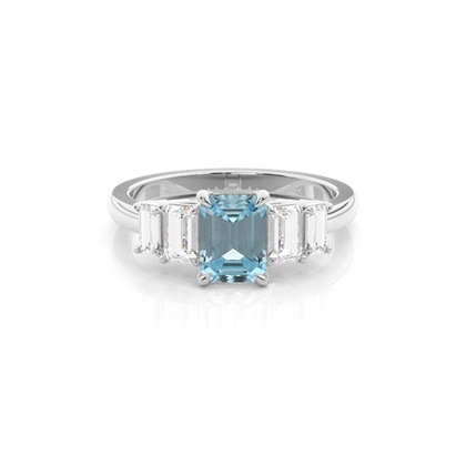 Prong Setting Aquamarine Side Stone Ring
