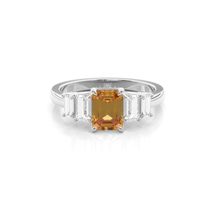 Prong Setting Citrine Side Stone Ring