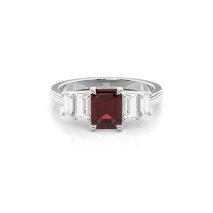 Prong Setting Garnet Side Stone Ring
