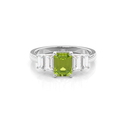 Prong Setting Peridot Side Stone Ring