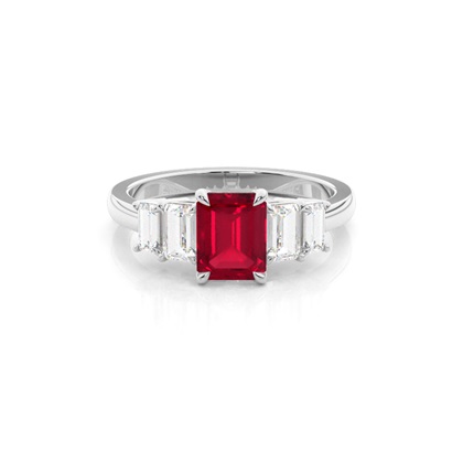 Prong Setting Ruby Side Stone Ring