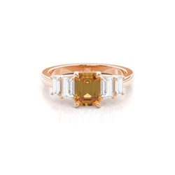 Prong Setting Citrine Side Stone Ring