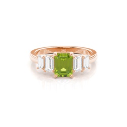 Prong Setting Peridot Side Stone Ring