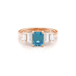 Prong Setting Blue Topaz Side Stone Ring