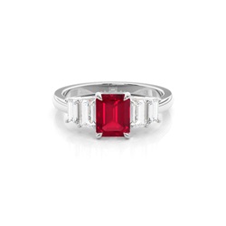 Prong Setting Ruby Side Stone Ring