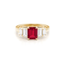Prong Setting Ruby Side Stone Ring
