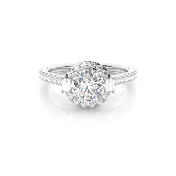Claw Prong Setting Diamond Halo Engagement Ring