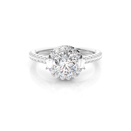 Claw Prong Setting Diamond Halo Engagement Ring
