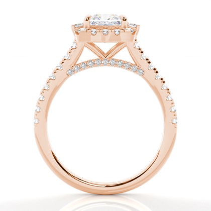 Princess Rose Gold Halo Engagement Rings
