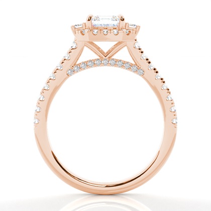 Asscher Rose Gold Halo Engagement Rings