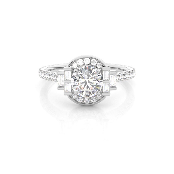 Claw Prong Setting Diamond Halo Engagement Ring