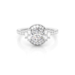 Claw Prong Setting Diamond Halo Engagement Ring