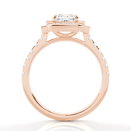 Princess Rose Gold Halo Engagement Rings