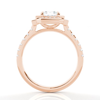 Asscher Rose Gold Halo Engagement Rings