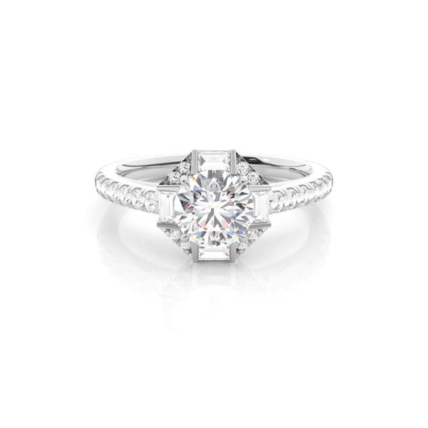 Claw Prong Setting Diamond Halo Engagement Ring