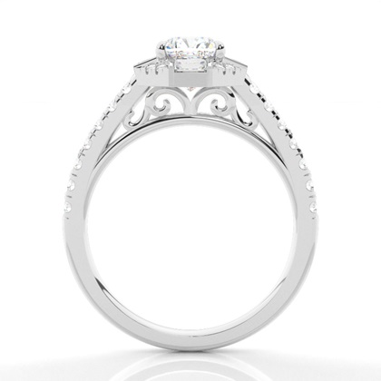 Cushion Silver Halo Engagement Rings