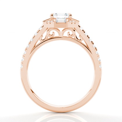 Asscher Rotgold Halo Verlobungsringe