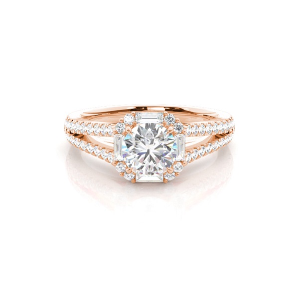 Claw Prong Setting Diamond Halo Engagement Ring