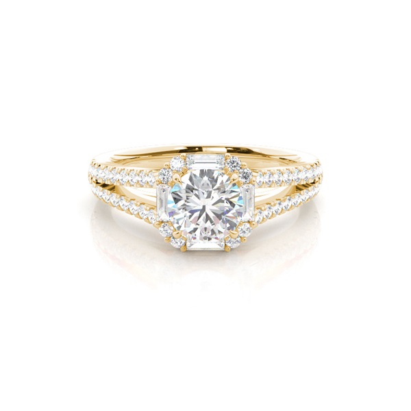 Claw Prong Setting Diamond Halo Engagement Ring