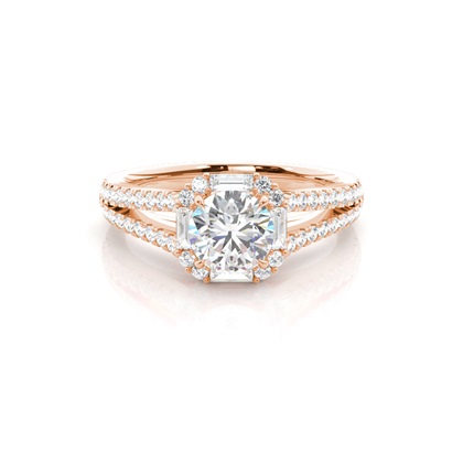 Claw Prong Setting Diamond Halo Engagement Ring