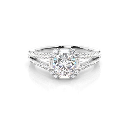 Claw Prong Setting Diamond Halo Engagement Ring