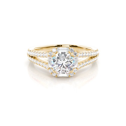 Claw Prong Setting Diamond Halo Engagement Ring