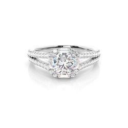 Claw Prong Setting Diamond Halo Engagement Ring