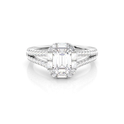 Claw Prong Setting Diamond Halo Engagement Ring