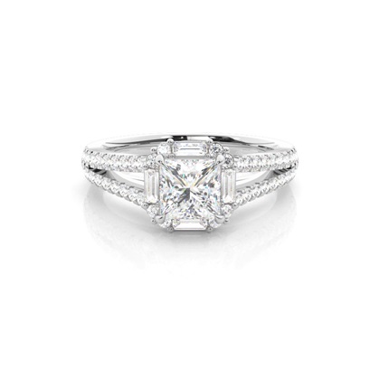 Claw Prong Setting Diamond Halo Engagement Ring