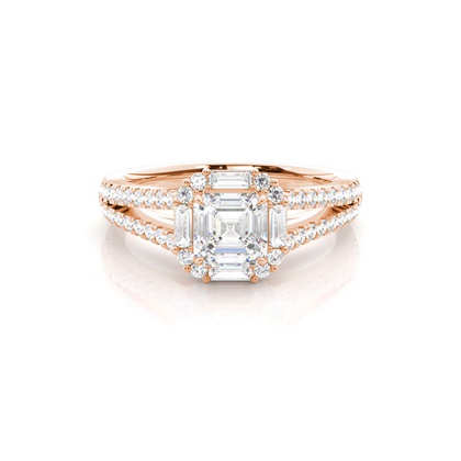 Claw Prong Setting Diamond Halo Engagement Ring