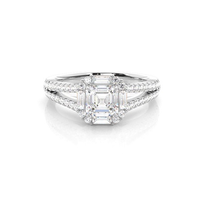 Claw Prong Setting Diamond Halo Engagement Ring