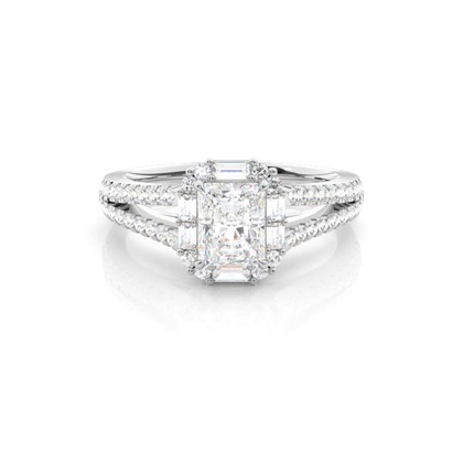 Claw Prong Setting Diamond Halo Engagement Ring