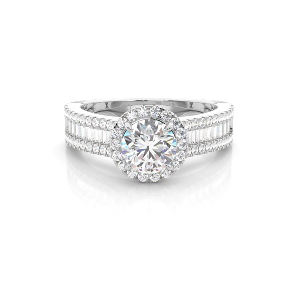 Claw Prong Setting Diamond Halo Engagement Ring