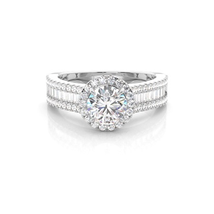 Claw Prong Setting Diamond Halo Engagement Ring