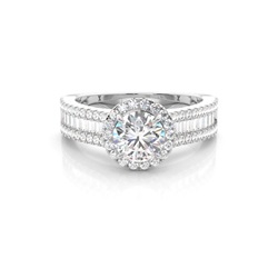 Claw Prong Setting Diamond Halo Engagement Ring