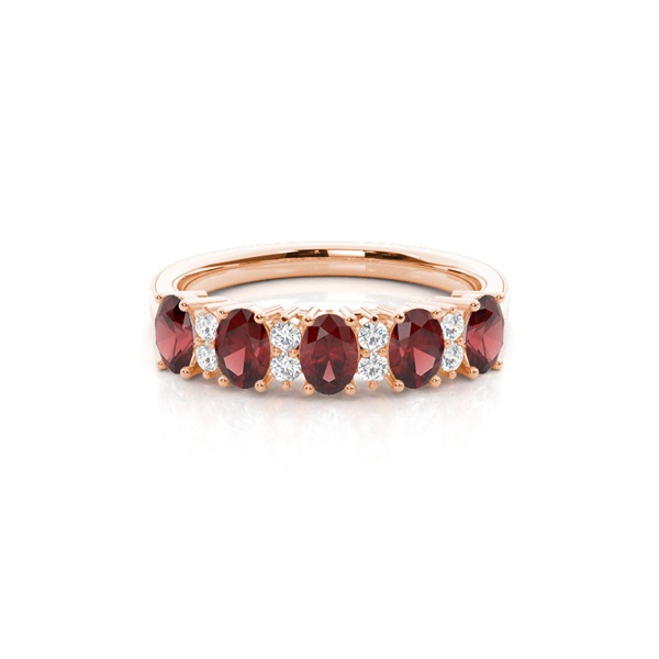 Prong Setting Oval Garnet Half Eternity Ring