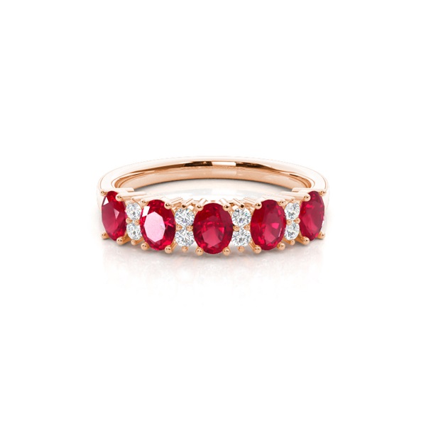 Prong Setting Oval Ruby Half Eternity Ring