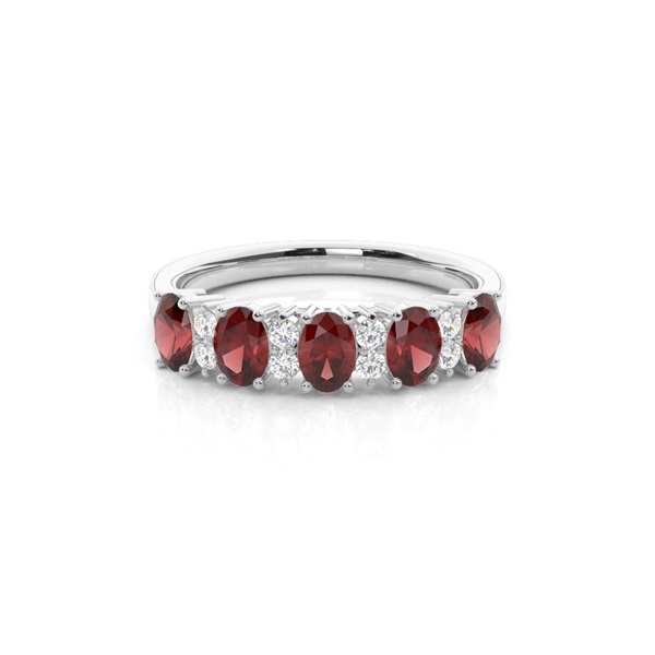 Prong Setting Oval Garnet Half Eternity Ring