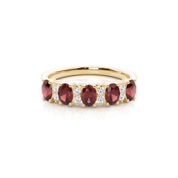 Prong Setting Oval Garnet Half Eternity Ring