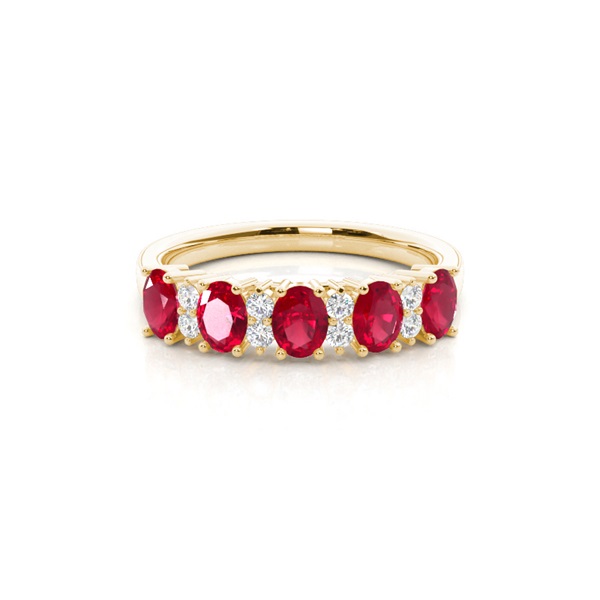 Prong Setting Oval Ruby Half Eternity Ring
