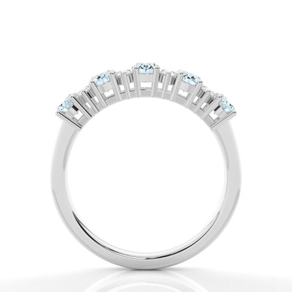 Prong Setting Oval Aquamarine Half Eternity Ring